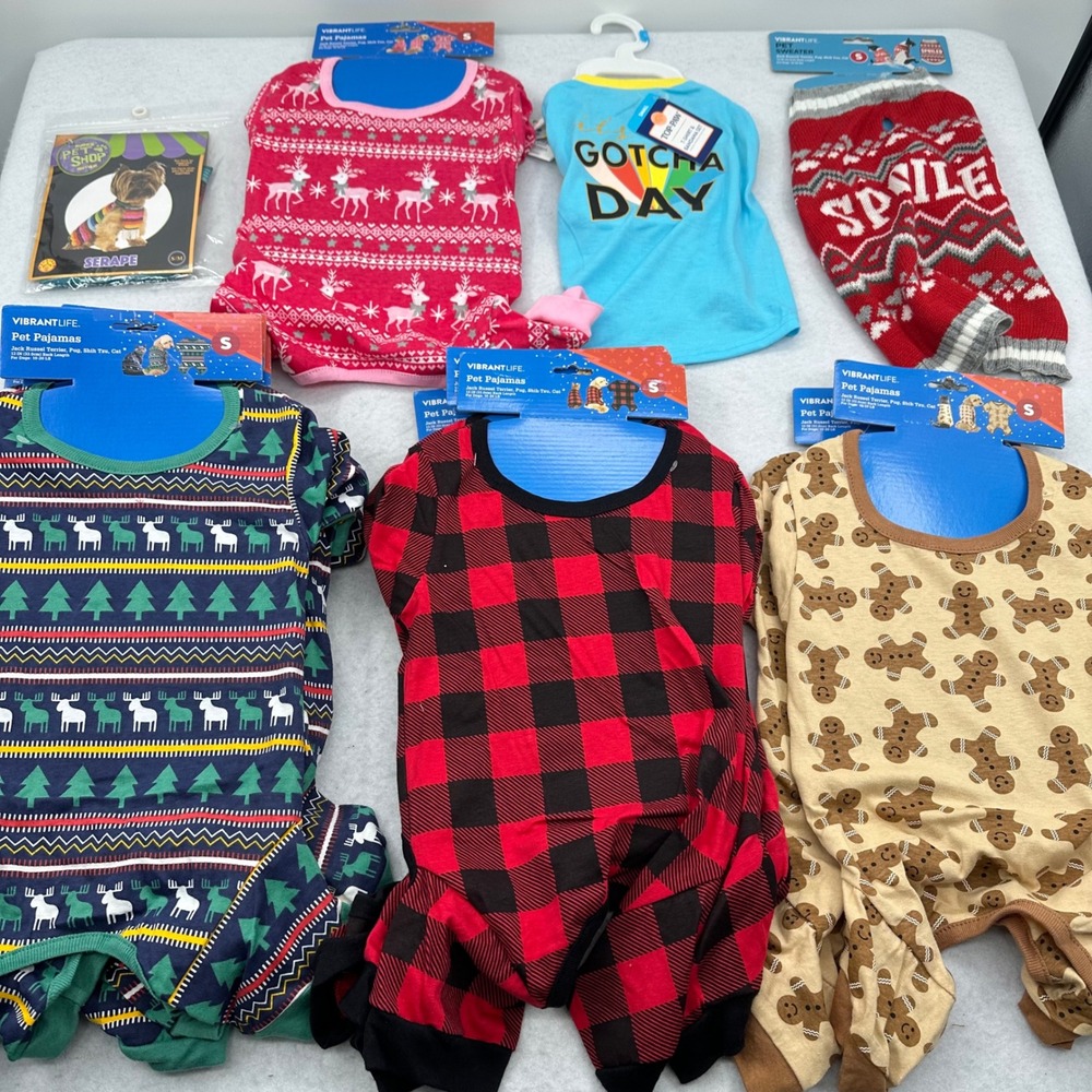 Lot 17 Vibrant Life & Rubies Pet Apparel Size Small Dog Pajamas Sweater Costume